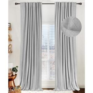 Gray Blackout Linen look Blackout Curtains 2 Panels 50" W x 108" Insulated